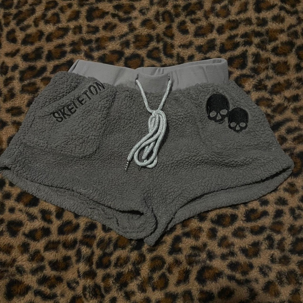 Gray Fleece Skeleton Shorts